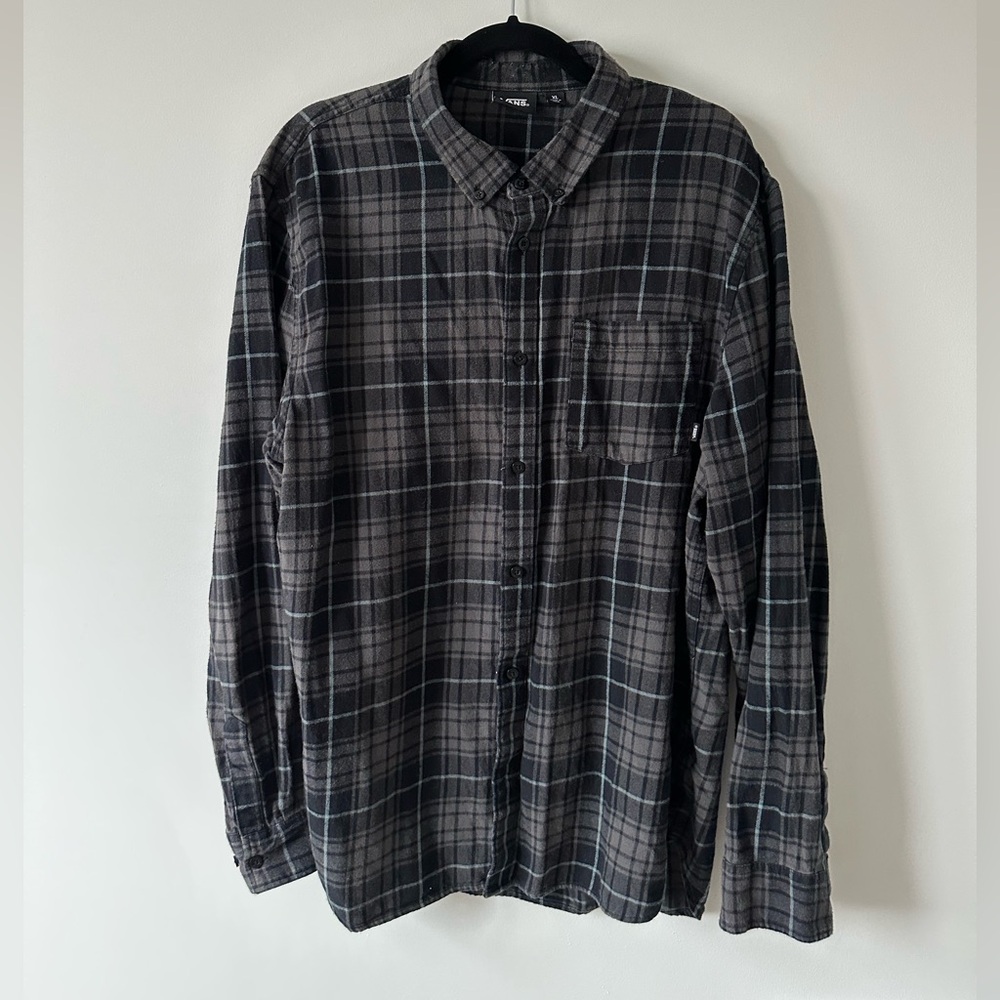 vans grey plaid flannel shirt